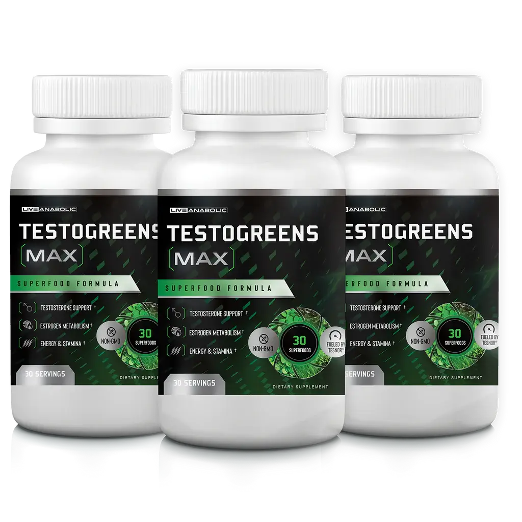 TestoGreens Max — official US-shipped testosterone-support supplement (3-bottle bundle, made by Live Anabolic LLC)